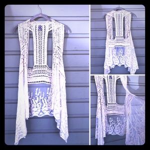Sheer Lace Vest Cardigan